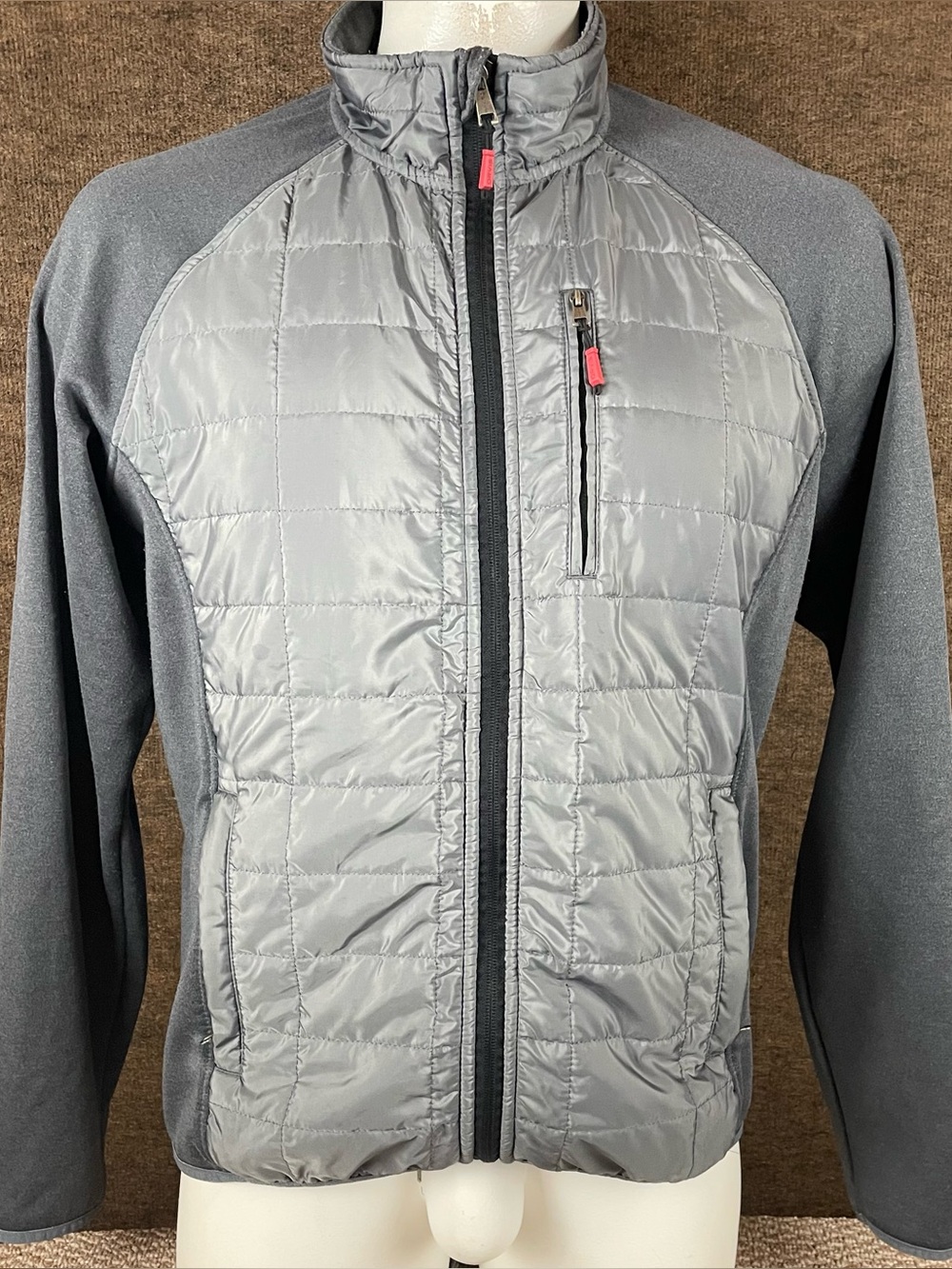 Orvis Hybrid Jacket Men’s Large Gray Full Zip Insulated Outdoor Stretch 160